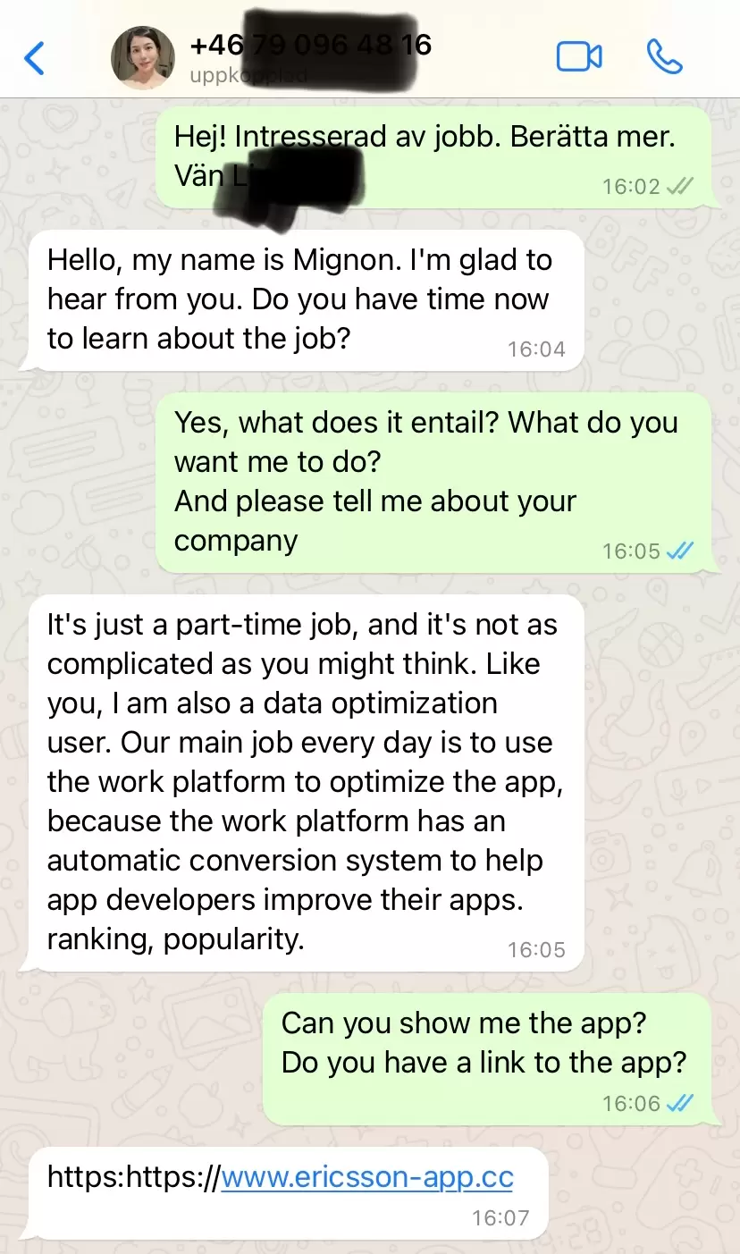 Diskussion på whats app.