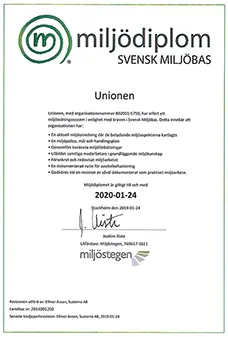 Unionens miljödiplom