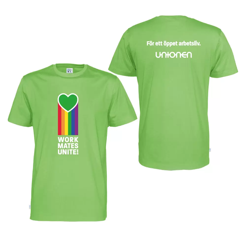 Grön t-shirt med Pride-budskap