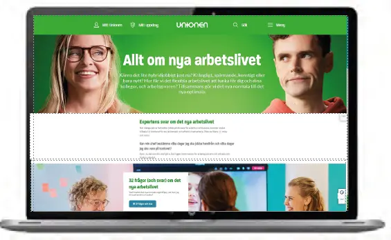 Laptop med Unionens webbplats på